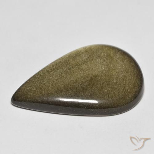 Obsidian Gemstone in 29.6 x 19.6 mm Size for Sale, Obsidian Stone in Black with Gold Sheen Color
