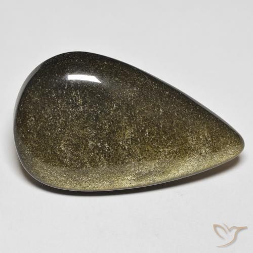 24.45 ct Black Obsidian Stone, Natural Obsidian in Pear Cabochon Shape for Sale