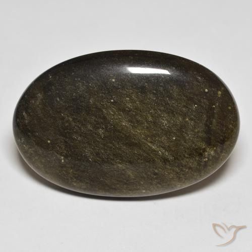 32.18ct Natural Black with Gold Sheen Obsidian, Oval, Opaque