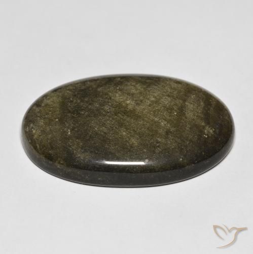 Obsidian Gemstone in 33.1 x 22.1 mm Size for Sale, Obsidian Stone in Black with Gold Sheen Color