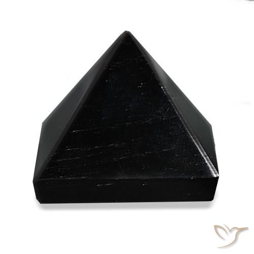 64.79 ct Black Obsidian Gemstone, Obsidian Gem in Pyramid Cabochon Shape for Sale.