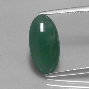 3.66 ct Green Omphacite Jade Gemstone, Omphacite Jade Gem in Oval Cabochon Shape for Sale.