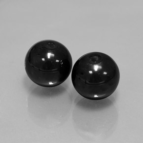 14.11 ct Black Onyx Stone, Natural Onyx in Drilled Sphere Shape for Sale