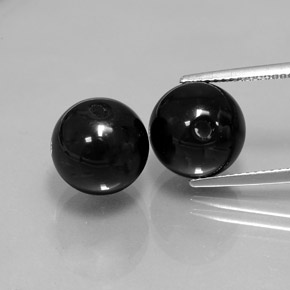 14.64 ct Black Onyx Gemstone, Onyx Gem in Drilled Sphere Shape for Sale.