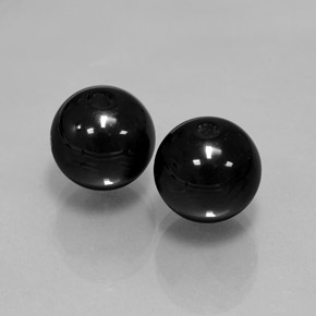 14.64 ct Black Onyx Stone, Natural Onyx in Drilled Sphere Shape for Sale