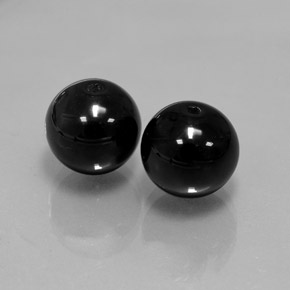 14.86 ct Black Onyx Stone, Natural Onyx in Drilled Sphere Shape for Sale