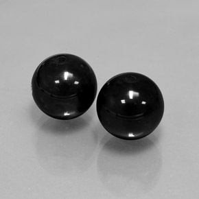 14.63 ct Black Onyx Stone, Natural Onyx in Drilled Sphere Shape for Sale