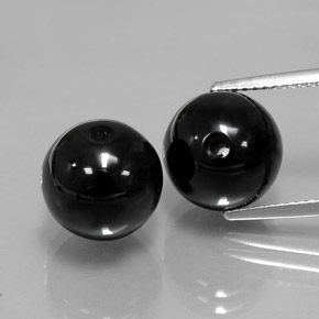 14.80 ct Black Onyx Gemstone, Onyx Gem in Drilled Sphere Shape for Sale.