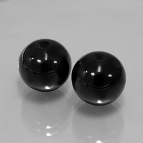 14.80 ct Black Onyx Stone, Natural Onyx in Drilled Sphere Shape for Sale