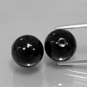14.71 ct Black Onyx Gemstone, Onyx Gem in Drilled Sphere Shape for Sale.