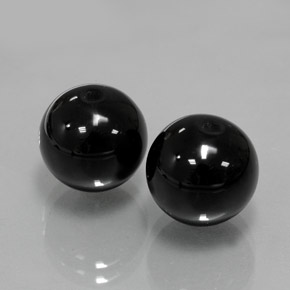 14.71 ct Black Onyx Stone, Natural Onyx in Drilled Sphere Shape for Sale