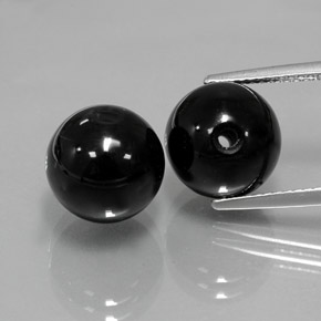 14.11 ct Black Onyx Gemstone, Onyx Gem in Drilled Sphere Shape for Sale.