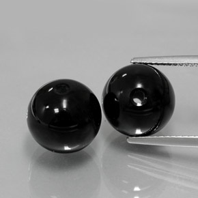 14.58 ct Black Onyx Gemstone, Onyx Gem in Drilled Sphere Shape for Sale.