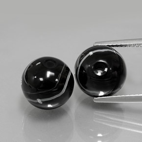 14.04 ct Black Onyx Gemstone, Onyx Gem in Drilled Sphere Shape for Sale.