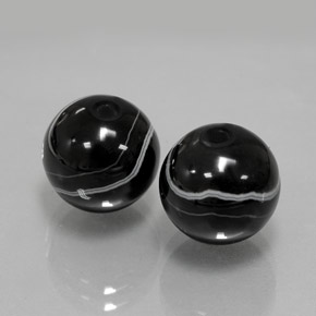 14.04 ct Black Onyx Stone, Natural Onyx in Drilled Sphere Shape for Sale