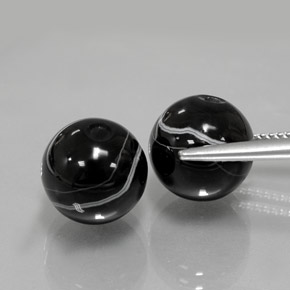 Onyx Gemstone in 10.2 mm Size for Sale, Onyx Stone in Black Color