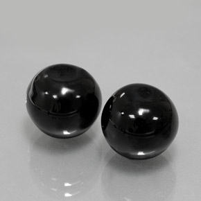 14.20 ct Black Onyx Stone, Natural Onyx in Drilled Sphere Shape for Sale