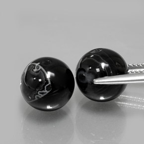 Onyx Gemstone in 10.3 mm Size for Sale, Onyx Stone in Black Color