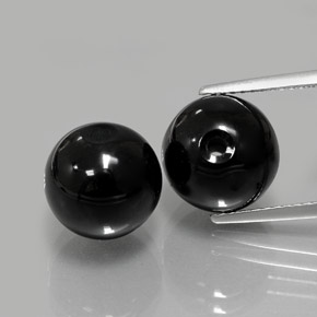 14.31 ct Black Onyx Gemstone, Onyx Gem in Drilled Sphere Shape for Sale.