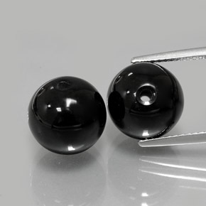 15.08 ct Black Onyx Gemstone, Onyx Gem in Drilled Sphere Shape for Sale.