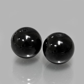 15.08 ct Black Onyx Stone, Natural Onyx in Drilled Sphere Shape for Sale