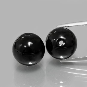 14.41 ct Black Onyx Gemstone, Onyx Gem in Drilled Sphere Shape for Sale.