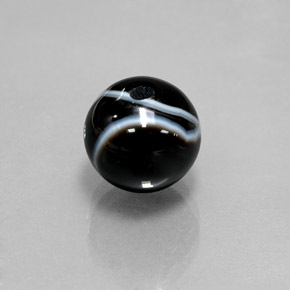6.94 ct Black Onyx Stone, Natural Onyx in Drilled Sphere Shape for Sale