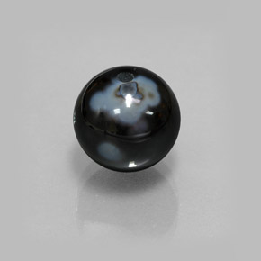 7.24 ct Black Onyx Stone, Natural Onyx in Drilled Sphere Shape for Sale
