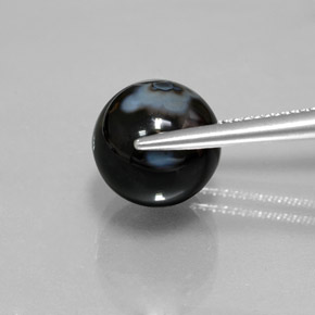 Onyx Gemstone in 10.3 mm Size for Sale, Onyx Stone in Black Color