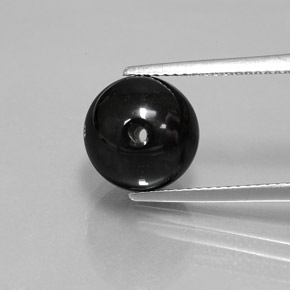 6.88 ct Black Onyx Gemstone, Onyx Gem in Drilled Sphere Shape for Sale.