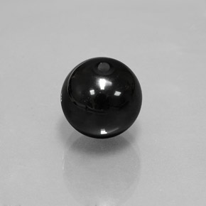 6.88 ct Black Onyx Stone, Natural Onyx in Drilled Sphere Shape for Sale
