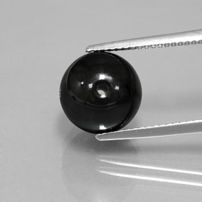 7.43 ct Black Onyx Gemstone, Onyx Gem in Drilled Sphere Shape for Sale.