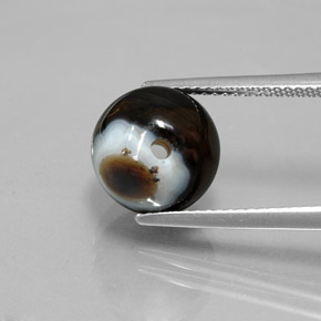 6.99 ct Black Onyx Gemstone, Onyx Gem in Drilled Sphere Shape for Sale.