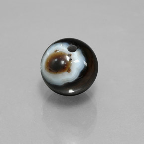 6.99 ct Black Onyx Stone, Natural Onyx in Drilled Sphere Shape for Sale