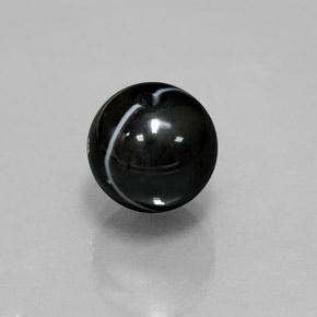 7.45 ct Black Onyx Stone, Natural Onyx in Drilled Sphere Shape for Sale