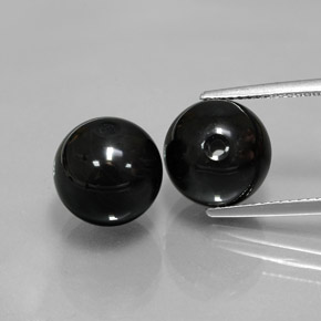 14.07 ct Black Onyx Gemstone, Onyx Gem in Drilled Sphere Shape for Sale.