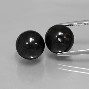 14.36 ct Black Onyx Gemstone, Onyx Gem in Drilled Sphere Shape for Sale.