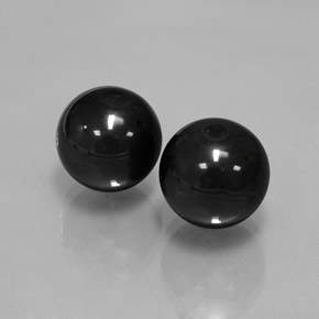14.36 ct Black Onyx Stone, Natural Onyx in Drilled Sphere Shape for Sale