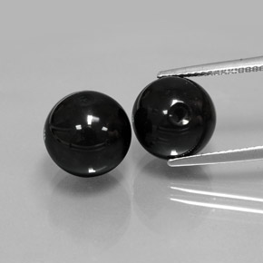 14.44 ct Black Onyx Gemstone, Onyx Gem in Drilled Sphere Shape for Sale.