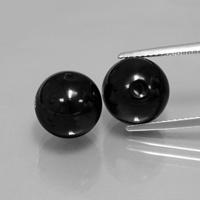 14.55 ct Black Onyx Gemstone, Onyx Gem in Drilled Sphere Shape for Sale.