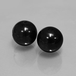 14.55 ct Black Onyx Stone, Natural Onyx in Drilled Sphere Shape for Sale