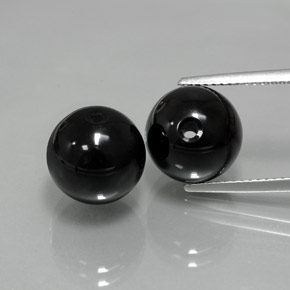 14.90 ct Black Onyx Gemstone, Onyx Gem in Drilled Sphere Shape for Sale.