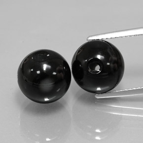14.50 ct Black Onyx Gemstone, Onyx Gem in Drilled Sphere Shape for Sale.