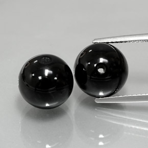 14.78 ct Black Onyx Gemstone, Onyx Gem in Drilled Sphere Shape for Sale.
