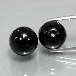 14.67 ct Black Onyx Gemstone, Onyx Gem in Drilled Sphere Shape for Sale.
