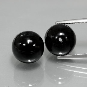 14.43 ct Black Onyx Gemstone, Onyx Gem in Drilled Sphere Shape for Sale.