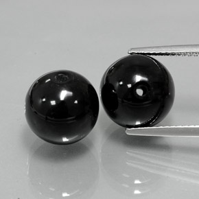 14.62 ct Black Onyx Gemstone, Onyx Gem in Drilled Sphere Shape for Sale.