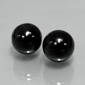 14.62 ct Black Onyx Stone, Natural Onyx in Drilled Sphere Shape for Sale