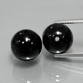 14.31 ct Black Onyx Gemstone, Onyx Gem in Drilled Sphere Shape for Sale.