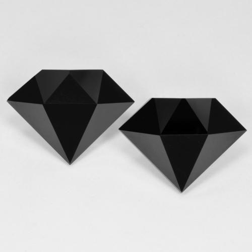 Schwarz Onyx Edelstein - 3.2ct Shield Faceted (ID: 602259)